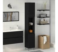 vidaXL Mobile da Bagno Rovere Nero 30 x 30 x 190 cm Legno multistrato