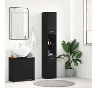 vidaXL Mobile da Bagno Rovere Nero 30x30x183,5 cm in Truciolato