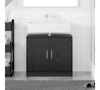 vidaXL Mobile da Bagno Rovere Nero 63 x 29 x 55 cm Legno Multistrato, Mobiletto Bagno Elegante, Risparmio di Spazio, armadietto in Legno Resistente, Stile Minimal Moderno