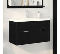 vidaXL Mobile da Bagno Rovere Nero 80 x 38,5 x 46 cm Legno multistrato