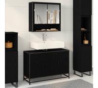 vidaXL Mobile da Bagno Rovere Nero 90 x 33 x 60 cm
