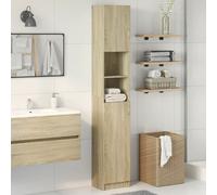 vidaXL Mobile da Bagno Rovere Sonoma 32x25,5x190 cm Legno Multistrato, armadietto da Bagno, unità da Bagno, credenza da Bagno, portaoggetti da Bagno