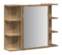 vidaXL Mobile da Bagno Specchio Rovere Artigianale Legno Multistrato