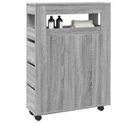 vidaXL Mobile da Bagno Stretto con Ruote Grigio Sonoma in Truciolato