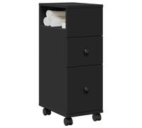vidaXL Mobile da Bagno Stretto con Ruote Nero in Truciolato, mobiletto Stretto, Mobile Sottile, Mobile portaoggetti per Il Bagno