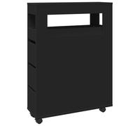 vidaXL Mobile da Bagno Stretto con Ruote Nero in Truciolato