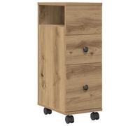 vidaXL Mobile da Bagno Stretto con Ruote Rovere Artigianale Truciolato, mobiletto Stretto, Mobile Sottile, Mobile portaoggetti per Il Bagno