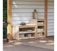 vidaXL Mobile da cucina da esterno MEPPEL 2 pz Douglas Naturale