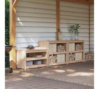 vidaXL Mobile da cucina da esterno MEPPEL 3 pcs Douglas Naturale