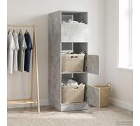vidaXL Mobile da lavanderia con porta Calcestruzzo 50 x 68 x 162 cm