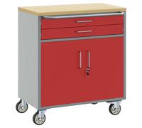 vidaXL Mobile da lavoro con ruota 3 pcs Nero e Grigio 150 x 55 x 85 cm