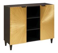 vidaXL Mobile laterale con lo scaffale Nero e Oro 90 x 33,5 x 75 cm