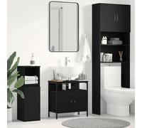 vidaXL Mobile Lavabo Bagno Rovere Nero 60x30x60cm Legno Multistrato, Mobile da Bagno, vanità da Bagno, Mobile lavabo autoportante