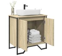 vidaXL Armadietto per lavabo, mobiletto per bagno, armadietto da bagno con vano portaoggetti, mobiletto da bagno in legno di rovere Sonoma
