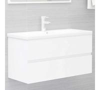 vidaXL Mobile Lavabo Bianco 90x38,5x45 cm in Legno Multistrato