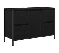 vidaXL Mobile Lavabo con Cassetti Rovere Nero 90x34,5x60 cm