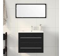 vidaXL Mobile Lavabo da Bagno Rovere Nero 60x38,5x48 cm in Truciolato