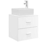 vidaXL Vanity con lavabo da parete bianco, 53 x 34,5 x 63 cm, per bagno, toeletta moderno con lavabo, armadio montato a parete, ripiani funzionali, mobile salvaspazio