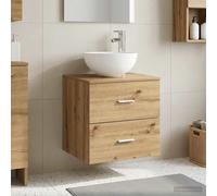 vidaXL Vanity - Vanity con lavabo da parete in rovere artigianale, 49,5 x 41 x 64,5 cm, organizzazione del bagno, vanity moderna con lavabo, stoccaggio compatto, design montato a parete
