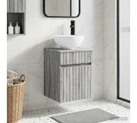 vidaXL Mobile lavabo da parete Sonoma grigio 39 x 35 x 80 cm
