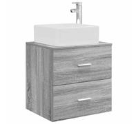 vidaXL Vanity con lavabo da parete Sonoma grigio, 53 x 34,5 x 63 cm, portaoggetti da bagno, toeletta moderno con lavabo, armadio montato a parete, ripiani funzionali, mobile salvaspazio