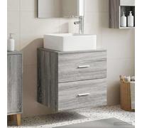 vidaXL Mobile lavabo da parete Sonoma grigio 53 x 35 x 80 cm