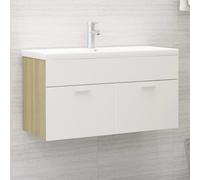 vidaXL Mobile Lavabo Integrato Bianco Rovere Sonoma Legno Multistrato