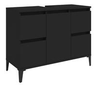 vidaXL Mobile Lavabo Nero 80x33x60 cm in Legno Multistrato, Mobile sottolavabo, armadietto da Bagno, vanità da Bagno, mobiletto da Bagno