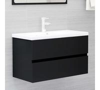 vidaXL Mobile Lavabo Nero 80x38,5x45 cm in Legno Multistrato