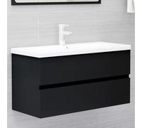 vidaXL Mobile Lavabo Nero 90x38,5x45 cm in Legno Multistrato