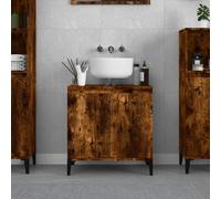 vidaXL Mobile Lavabo Rovere Fumo 58x33x60 cm in Legno Multistrato, Mobile lavabo, Mobile da Bagno, armadietto da Bagno, mobiletto sottolavabo