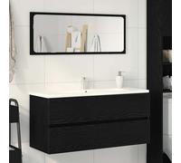 vidaXL Mobile Lavabo Rovere Nero 100x38,5x45 cm Legno Multistrato, Mobile lavandino Bagno, Mobile lavabo Bagno