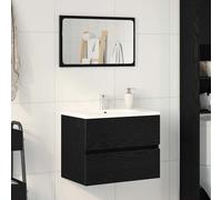 vidaXL Mobile Lavabo Rovere Nero 60x38,5x45 cm in Legno Multistrato, Mobile lavandino Bagno, Mobile lavabo Bagno, Mobile lavabo Bagno