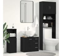 vidaXL Mobile Lavabo Rovere Nero 63x30x54 cm in Legno Multistrato, Mobile per lavabo, armadietto sottolavabo, Mobile da Bagno, Mobile lavabo