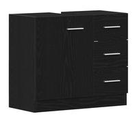 vidaXL Mobile Lavabo Rovere Nero 63x30x54 cm in Legno Multistrato, Mobile per lavabo, armadietto sottolavabo, Mobile da Bagno, Mobile lavabo