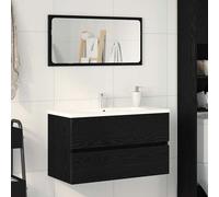 vidaXL Mobile Lavabo Rovere Nero 80x38,5x45 cm in Legno Multistrato, Mobile lavandino Bagno, Mobile lavabo Bagno, Mobile lavabo Bagno