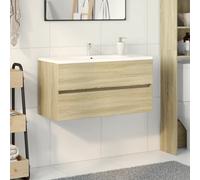 vidaXL Mobile Lavabo Rovere Sonoma 90x38,5x45 cm in Legno Multistrato, Mobile da Bagno, Mobile portaoggetti, portaoggetti da Bagno, Mobile