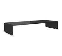 vidaXL Mobile Mobiletto Rialzo Staffa Supporto Porta TV in Vetro Nero 80x30x13cm