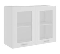 vidaXL Mobile Pensile con Vetro Bianco 80x31x60 cm Legno Multistrato
