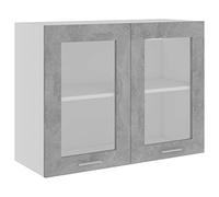 vidaXL Mobile Pensile con Vetro Grigio Cemento 80x31x60 cm Multistrato