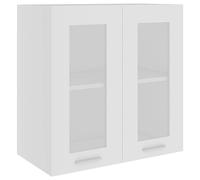 vidaXL Mobile Pensile con Vetro “Lyon” Bianco 60x31x60 cm