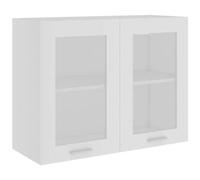 vidaXL Mobile Pensile con Vetro Bianco 80x31x60 cm Legno Multistrato