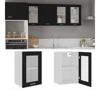 vidaXL Mobile Pensile con Vetro “Lyon” Nero 40x31x60 cm