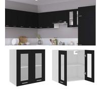 vidaXL Mobile Pensile con Vetro “Lyon” Nero 60x31x60 cm
