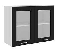 vidaXL Mobile Pensile con Vetro Nero 80x31x60 cm Legno Multistrato