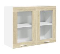 vidaXL Mobile Pensile Vetro Rovere Sonoma 80x31x60cm Legno Multistrato, Mobile pensile, Mobile da Cucina, portaoggetti, Mobile, Mobile portaoggetti