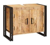 vidaXL Mobile per lavabo da bagno in legno massiccio con manico, ferro