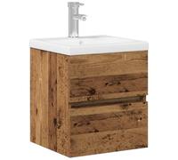 vidaXL Armadio lavabo con lavabo integrato in legno vecchio a due cassetti moderno lavabo rubinetto per bagno montaggio facile uso interno stoccaggio mobili soluzioni per la casa Decorac
