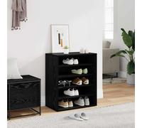 vidaXL Armadio per Scarpe Minimalista in Rovere Nero capacità per 4 Ripiani | Organizzatore Interno in Legno Ingegnerizzato per Uso in Corridoio e Camera da Letto | Mobili per Entrata e Locale di S