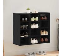 vidaXL Mobile per scarpe con lo scaffale Rovere Nero 77,5 x 30 x 67 cm